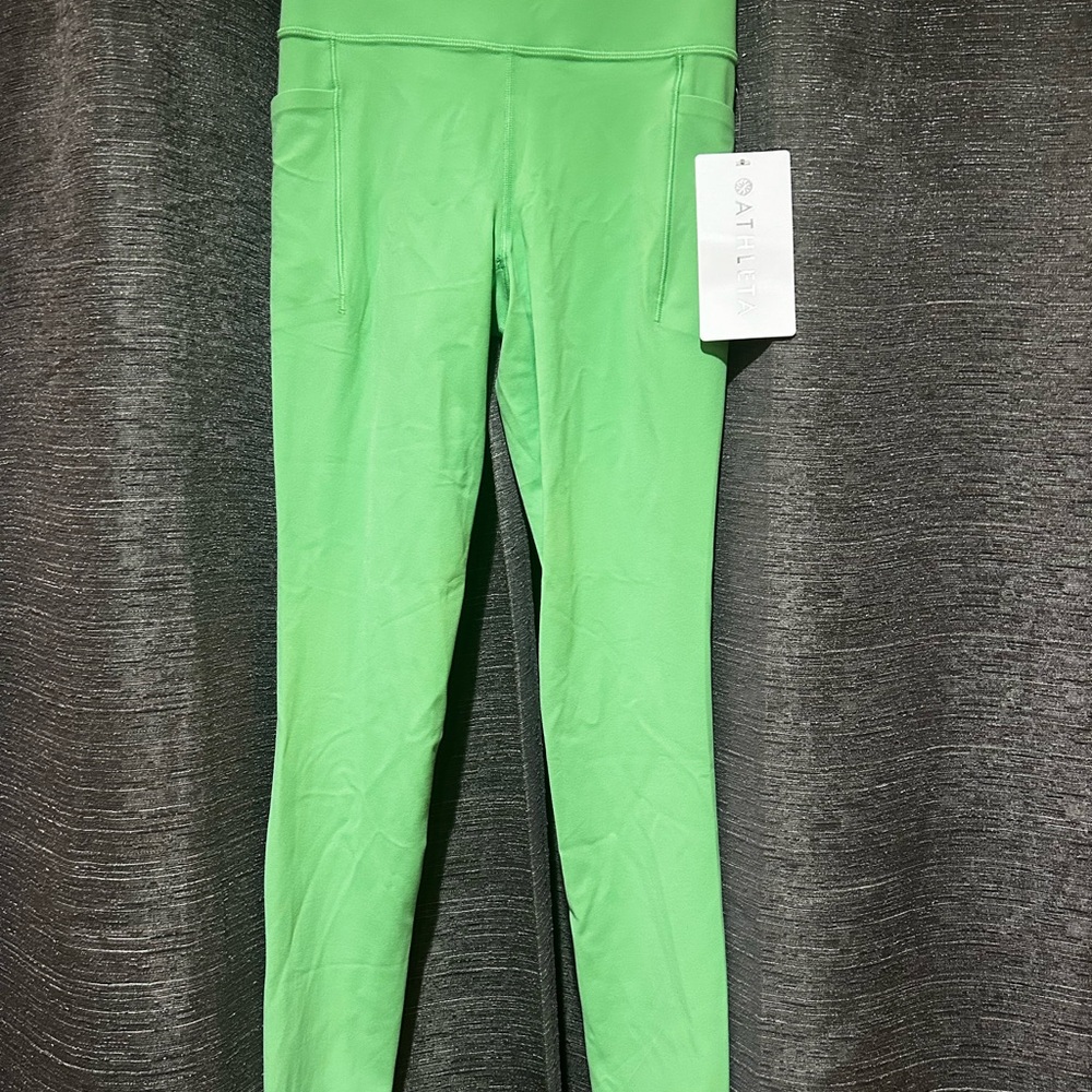 Athleta Neon Green Performance Leggings with Side Pocket
